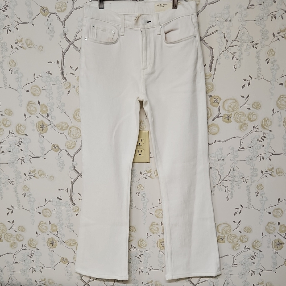 rag & bone Women's White Straight Leg Jeans
